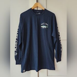 Salty Crew Navy Long Sleeve Crewneck T-shirt - Size Large - 100% Cotton